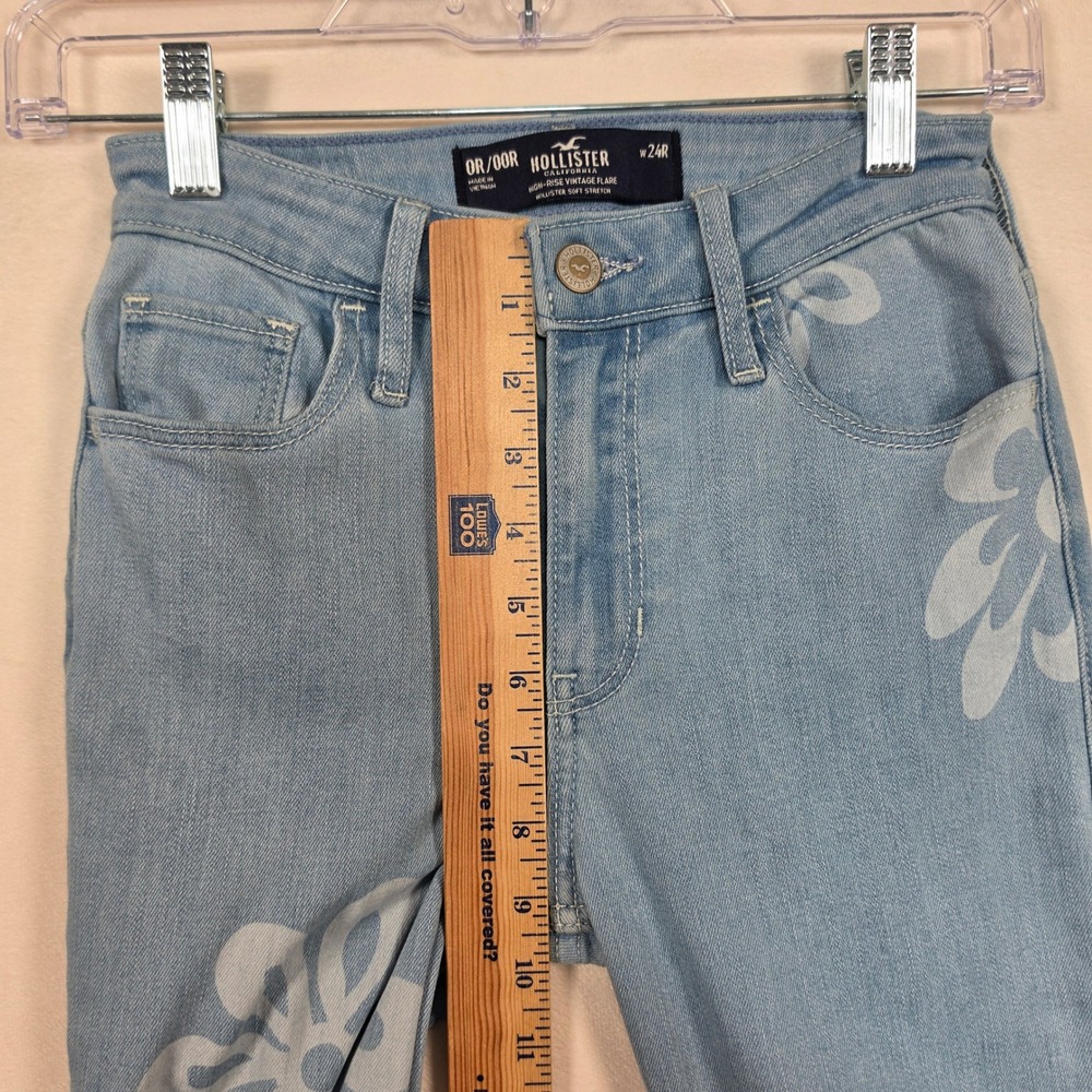 Hollister Vintage Flare Jeans Womens 00R Blue Floral Boho Y2K Festival Retro - Picture 6 of 13